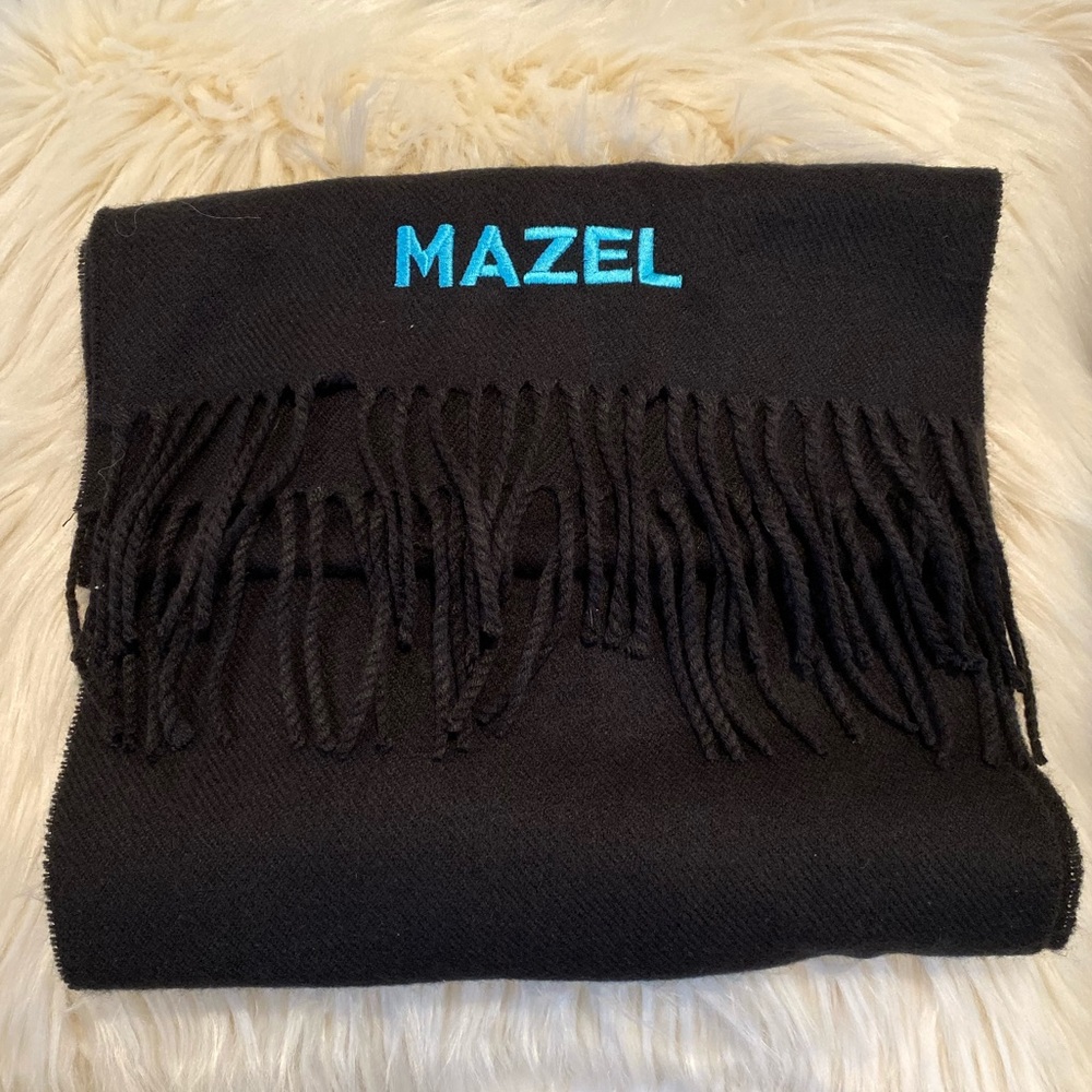 NWOT: MAZEL Scarf - Black w/Light Blue